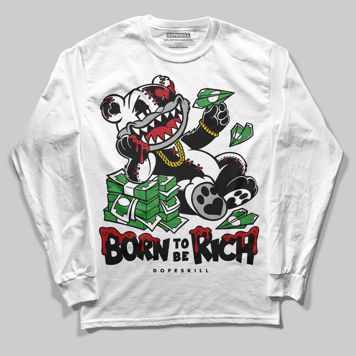 Bred Velvet 11s DopeSkill Long Sleeve T-Shirt Born To Be Rich Graphic