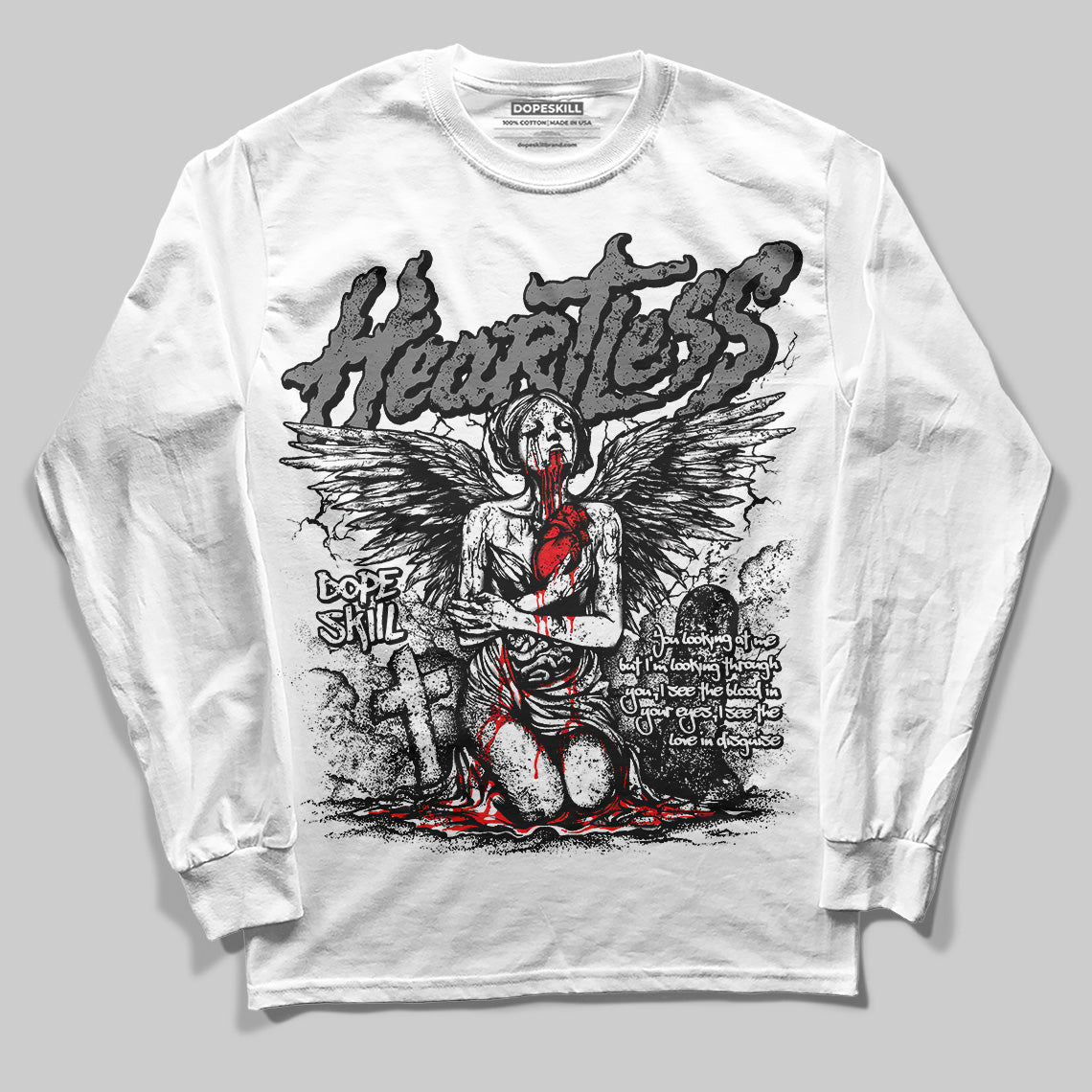 Grey Collection DopeSkill Long Sleeve T-Shirt Heartless Graphic