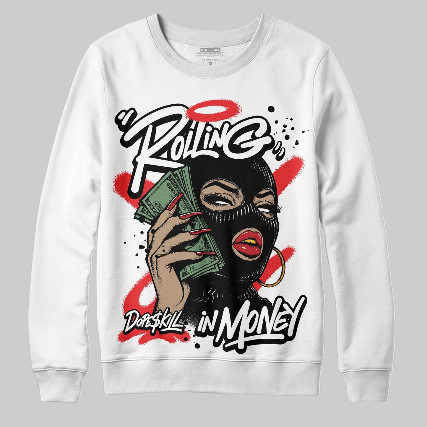 Dunk Panda White Black DopeSkill Sweatshirt Rolling in Money Graphic