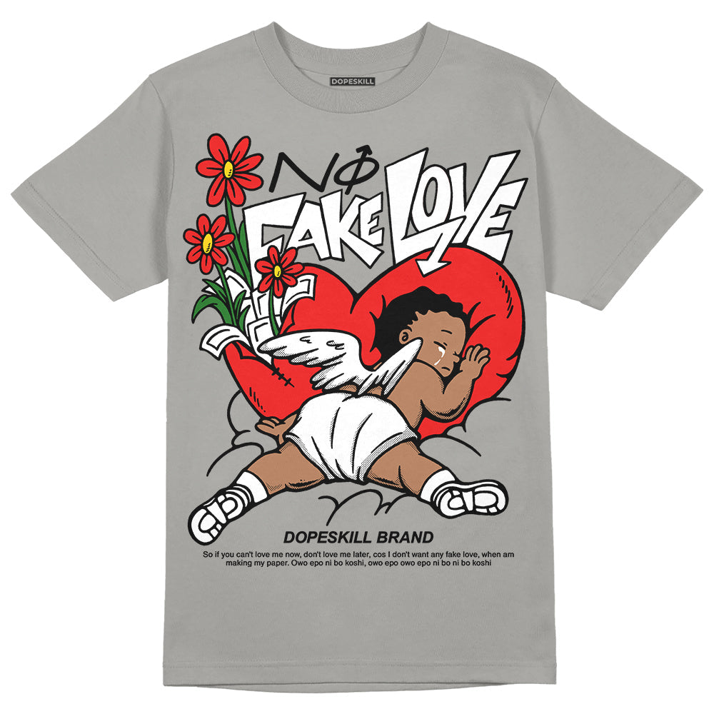 Grey Collection DopeSkill Grey T-shirt No Fake Love Graphic