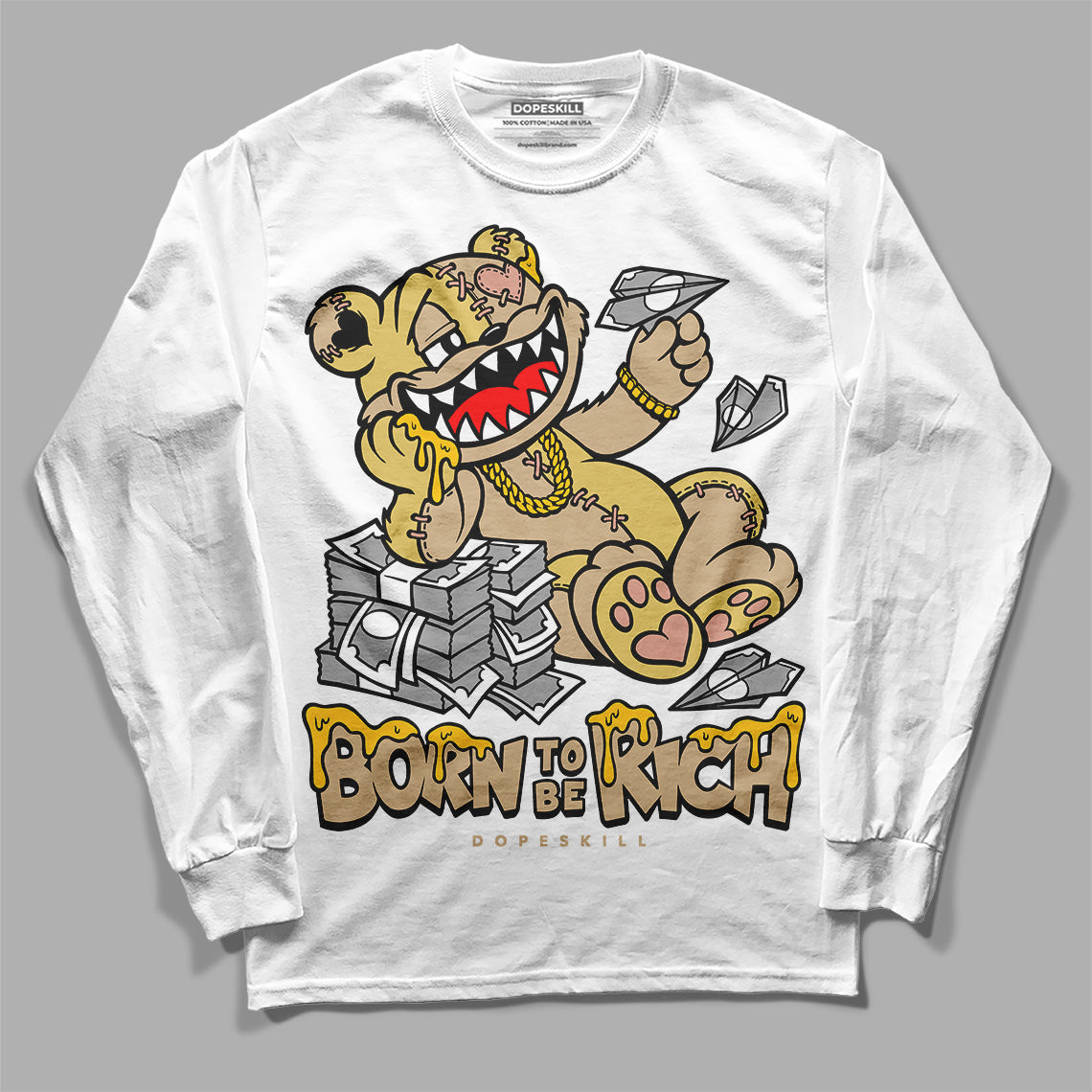 TAN Collection DopeSkill Long Sleeve T-Shirt Born To Be Rich Graphic