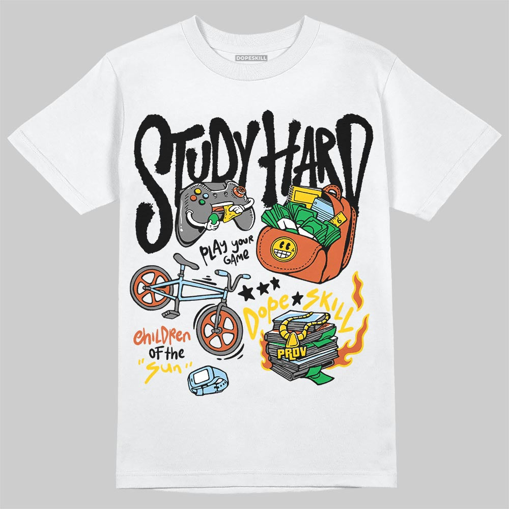 Black and White Collection DopeSkill T-Shirt Study Hard Graphic