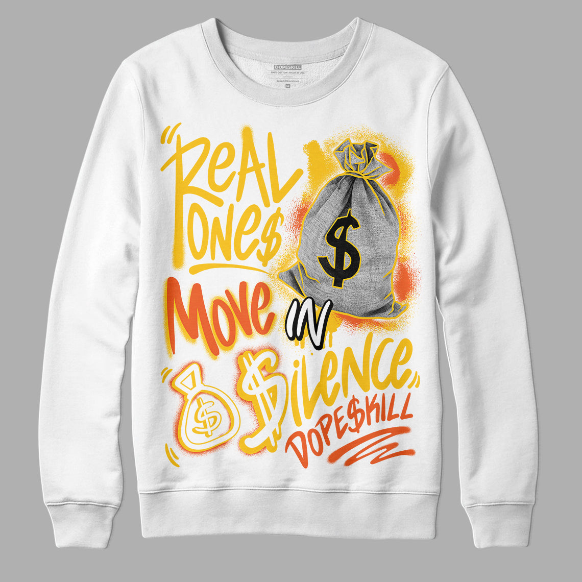 Yellow Collection DopeSkill Sweatshirt Real Ones Move In Silence Graphic
