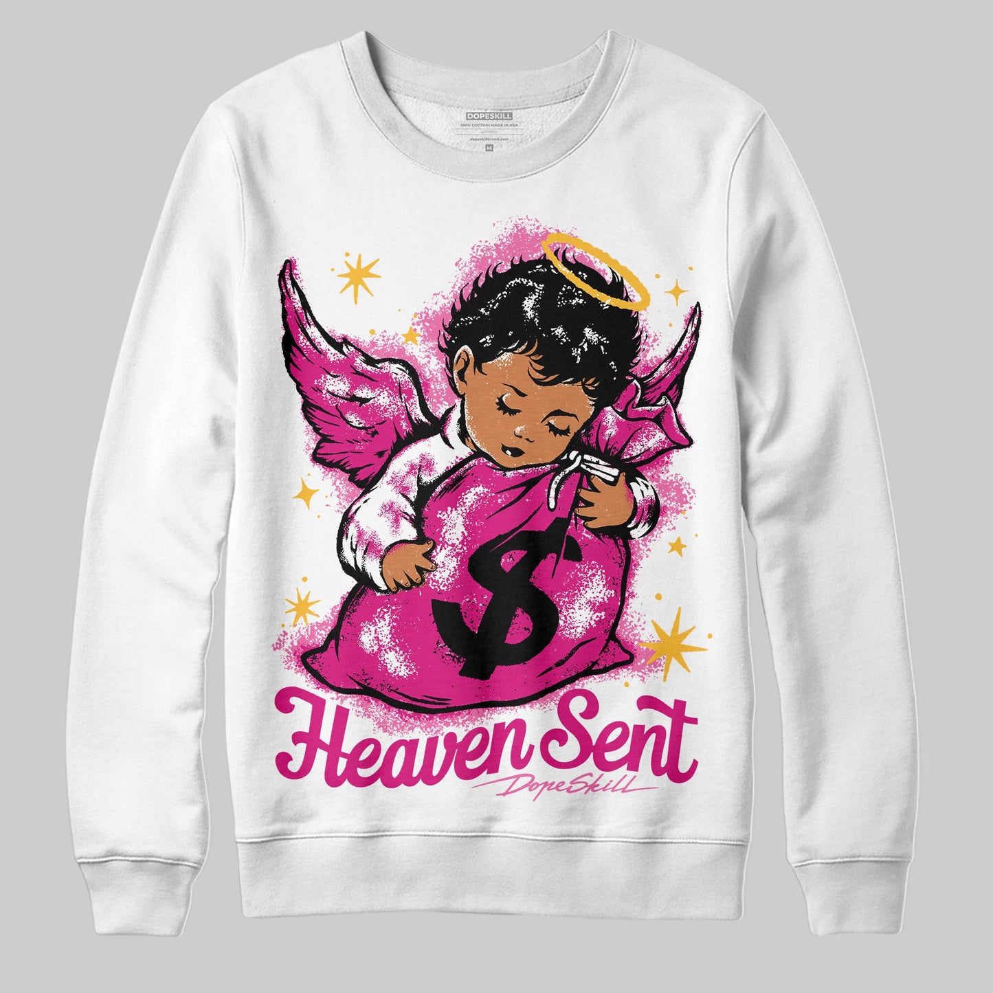Rick RO Pink Leather Sneakers DopeSkill Sweatshirt Heaven Sent Graphic
