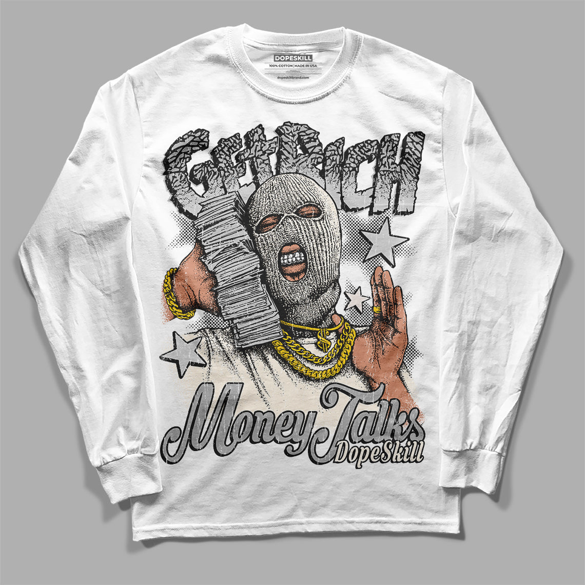 Off Noir 3s DopeSkill Long Sleeve T-Shirt Get Rich Graphic