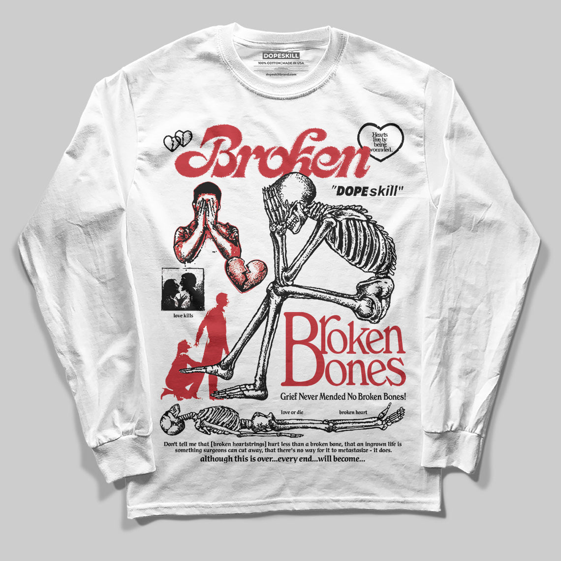 Bred 11s DopeSkill Long Sleeve T-Shirt Broken Bones Graphic