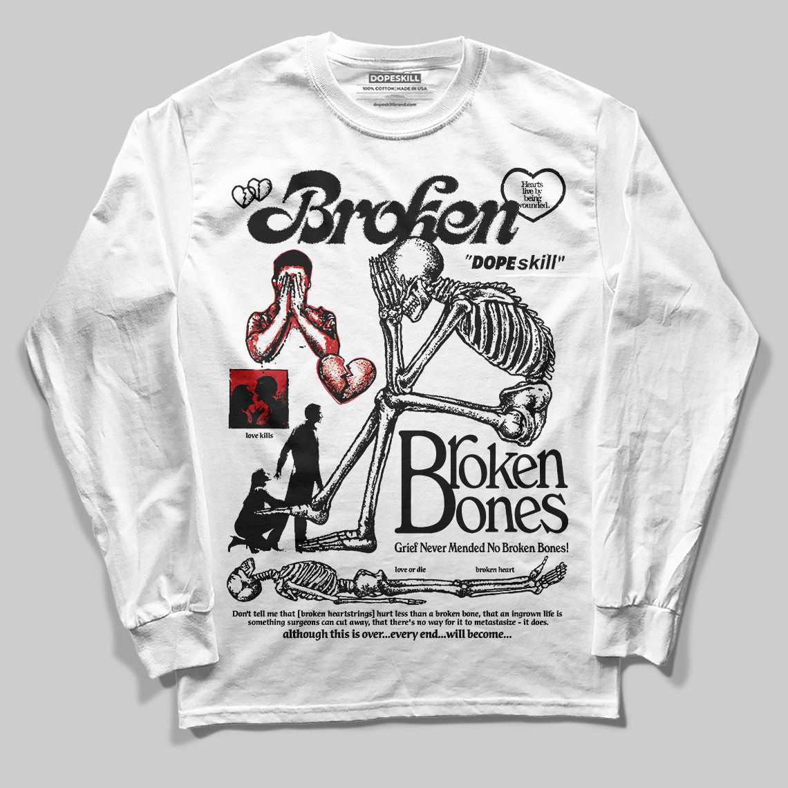 Bred Velvet 11s DopeSkill Long Sleeve T-Shirt Broken Bones Graphic
