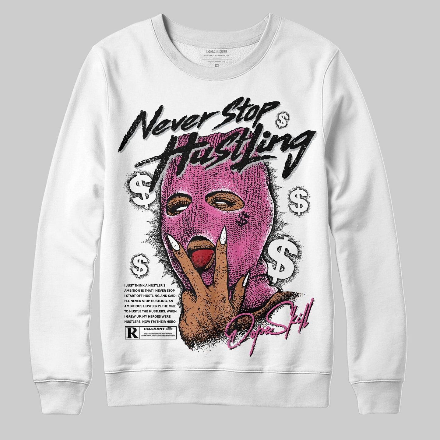Kayano 14 Cream Sweet Pink DopeSkill Sweatshirt Never Stop Hustling Graphic