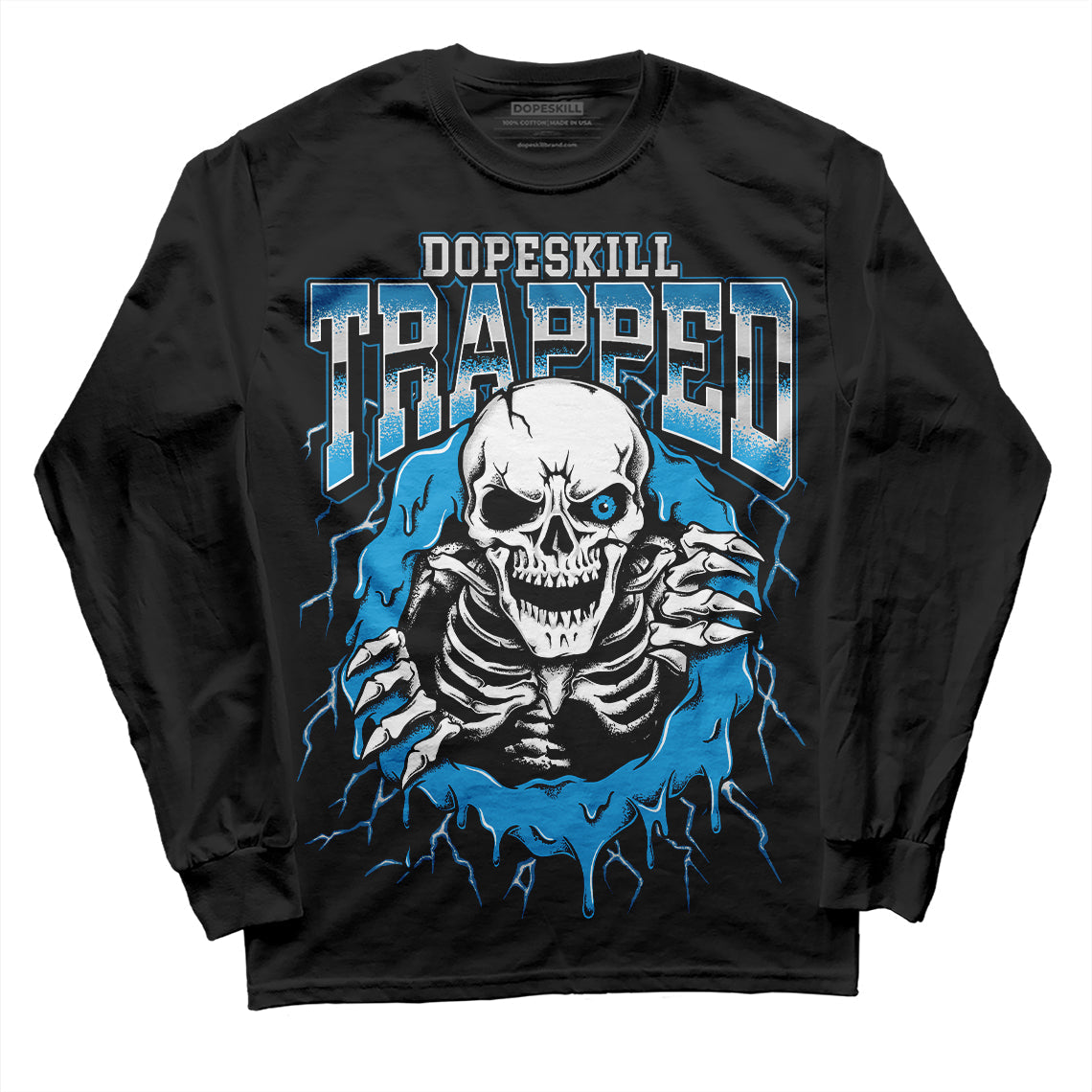 Military Blue 4s DopeSkill Long Sleeve T-Shirt Trapped Halloween Graphic