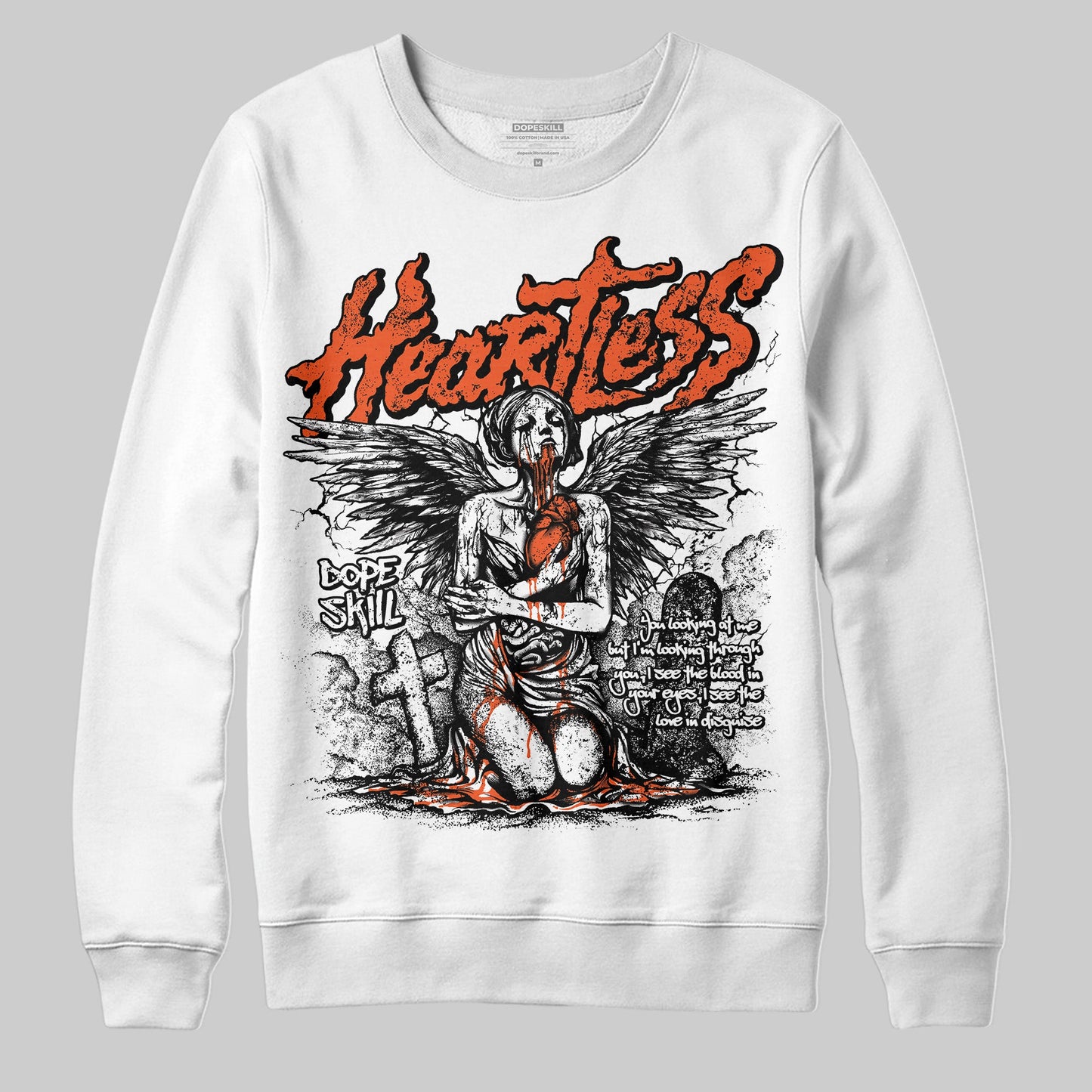 Orange Milk DopeSkill Sweatshirt Heartless Graphic