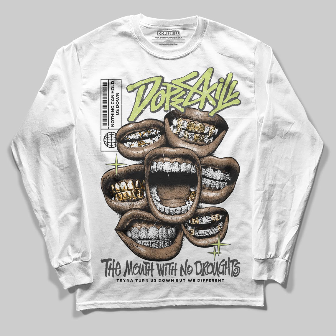 Light Lemon Twist 4s DopeSkill Long Sleeve T-Shirt The Mouth With No Droughts Graphic