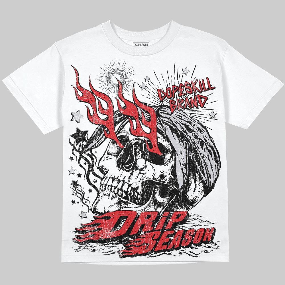 Red Cement 4s DopeSkill Oversize Print T-Shirt Drip Season Graphic