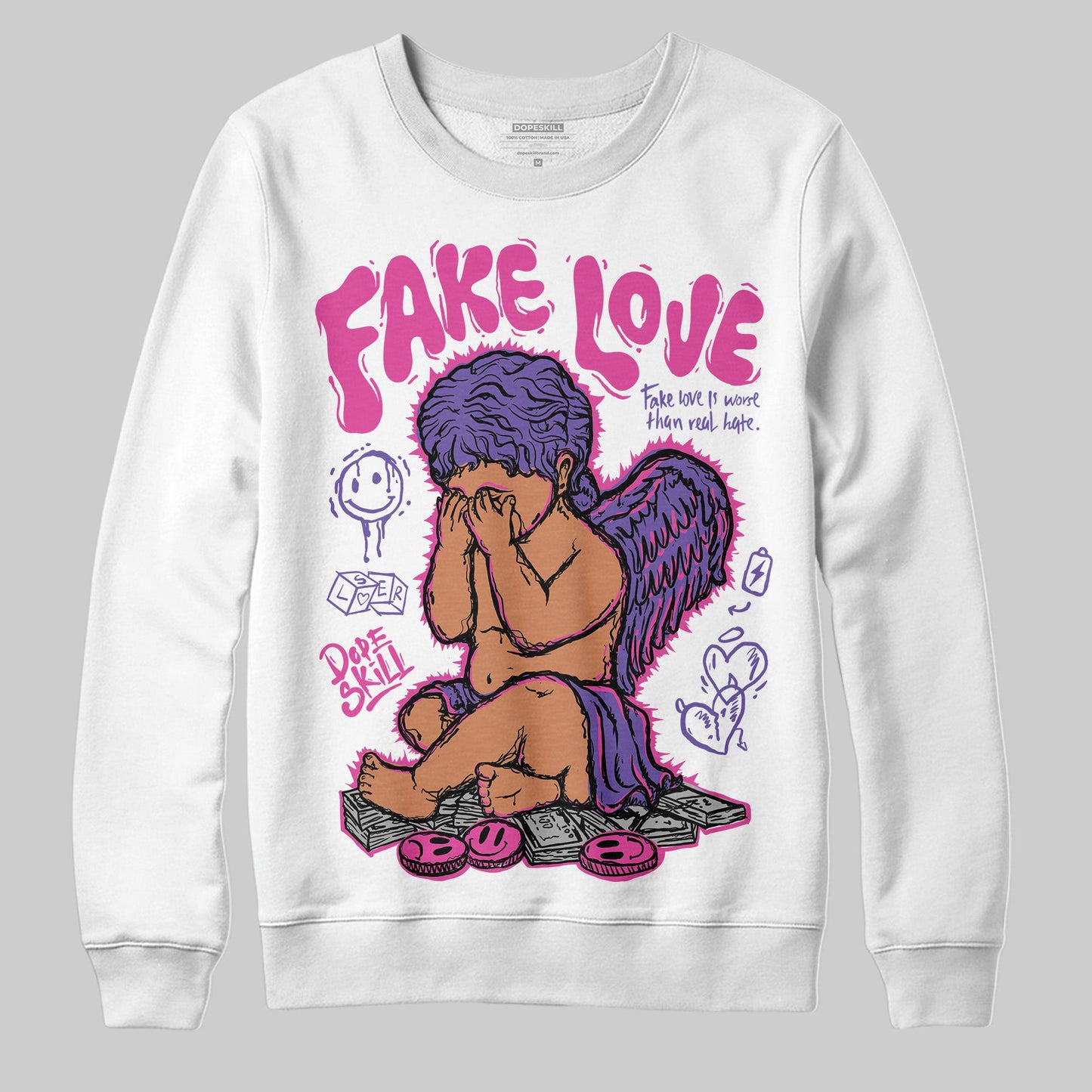 Dunk Active Fuchsia DopeSkill Sweatshirt False Love Graphic