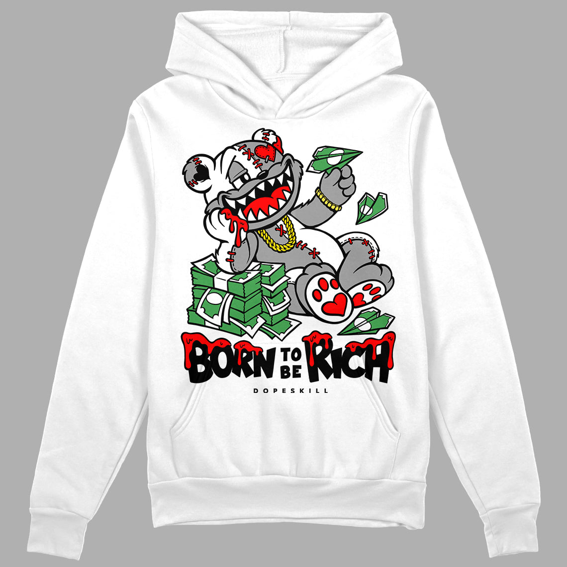 Black and White Collection DopeSkill Hoodie Sweatshirt Born To Be Rich Graphic