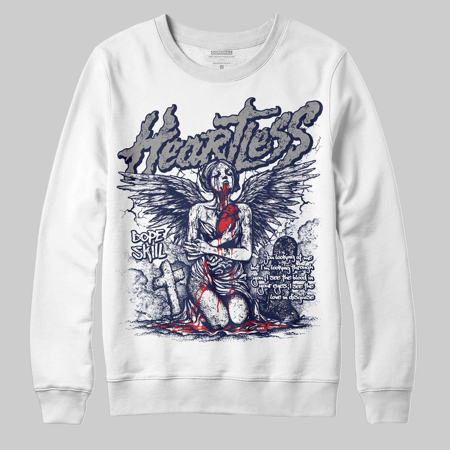 Midnight Navy 3s DopeSkill Sweatshirt Heartless Graphic