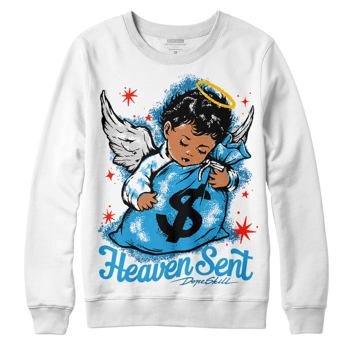 Military Blue 4s DopeSkill Sweatshirt Heaven Sent Graphic