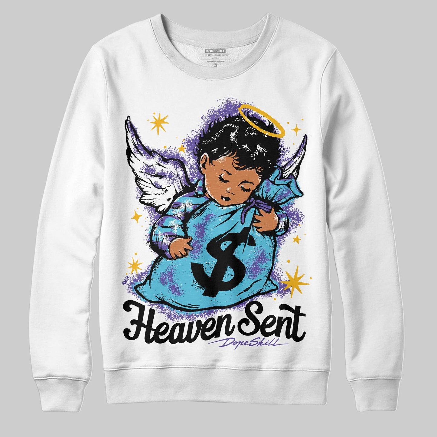 Aqua 8s DopeSkill Sweatshirt Heaven Sent Graphic