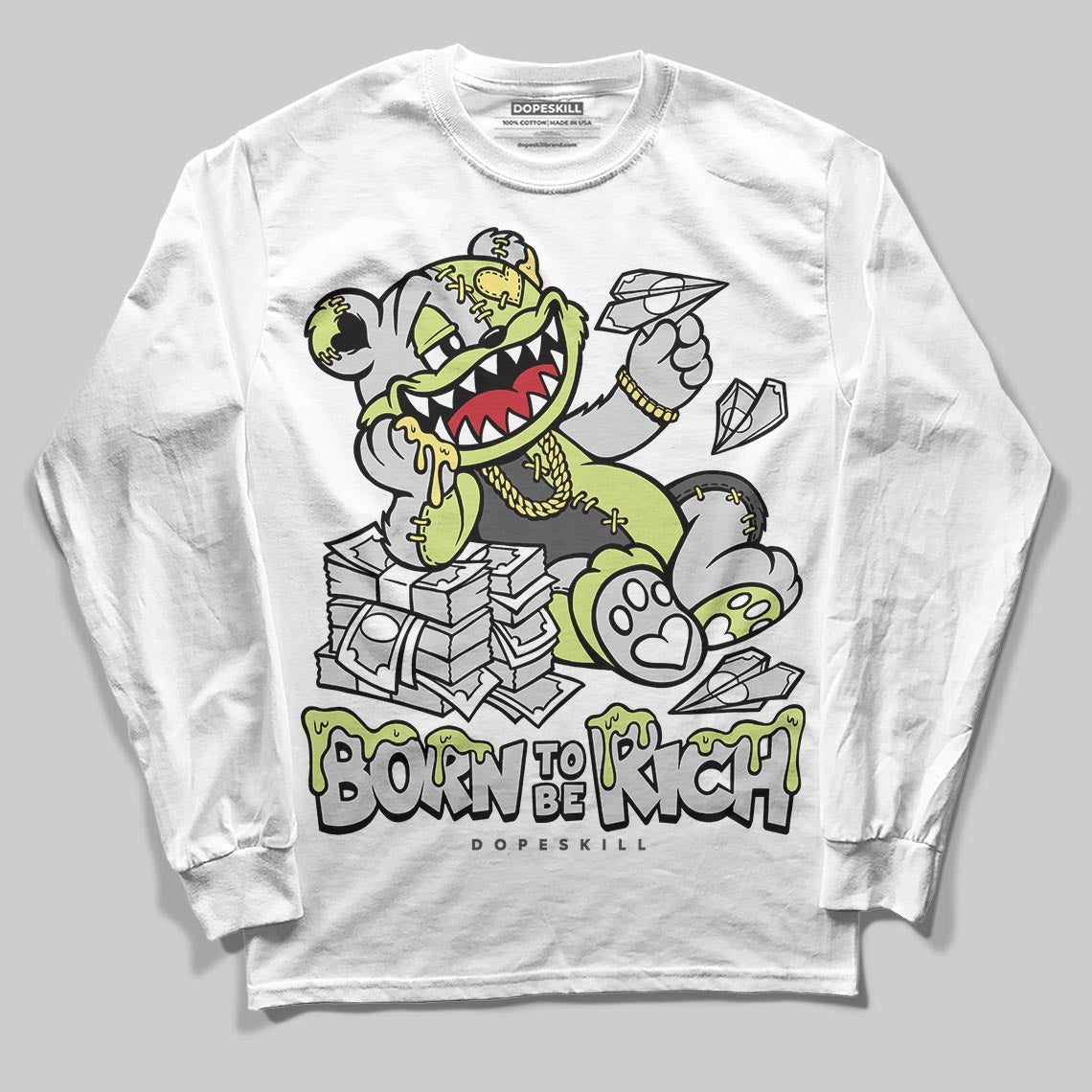Light Lemon Twist 4s DopeSkill Long Sleeve T-Shirt Born To Be Rich Graphic