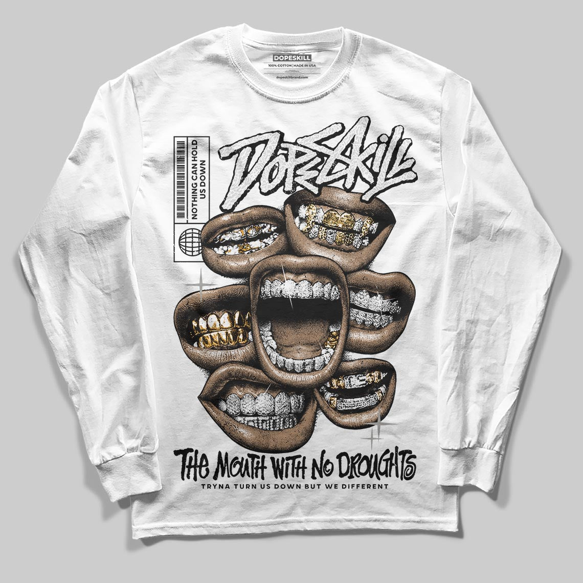 Pure Money 3s DopeSkill Long Sleeve T-Shirt The Mouth With No Droughts Graphic