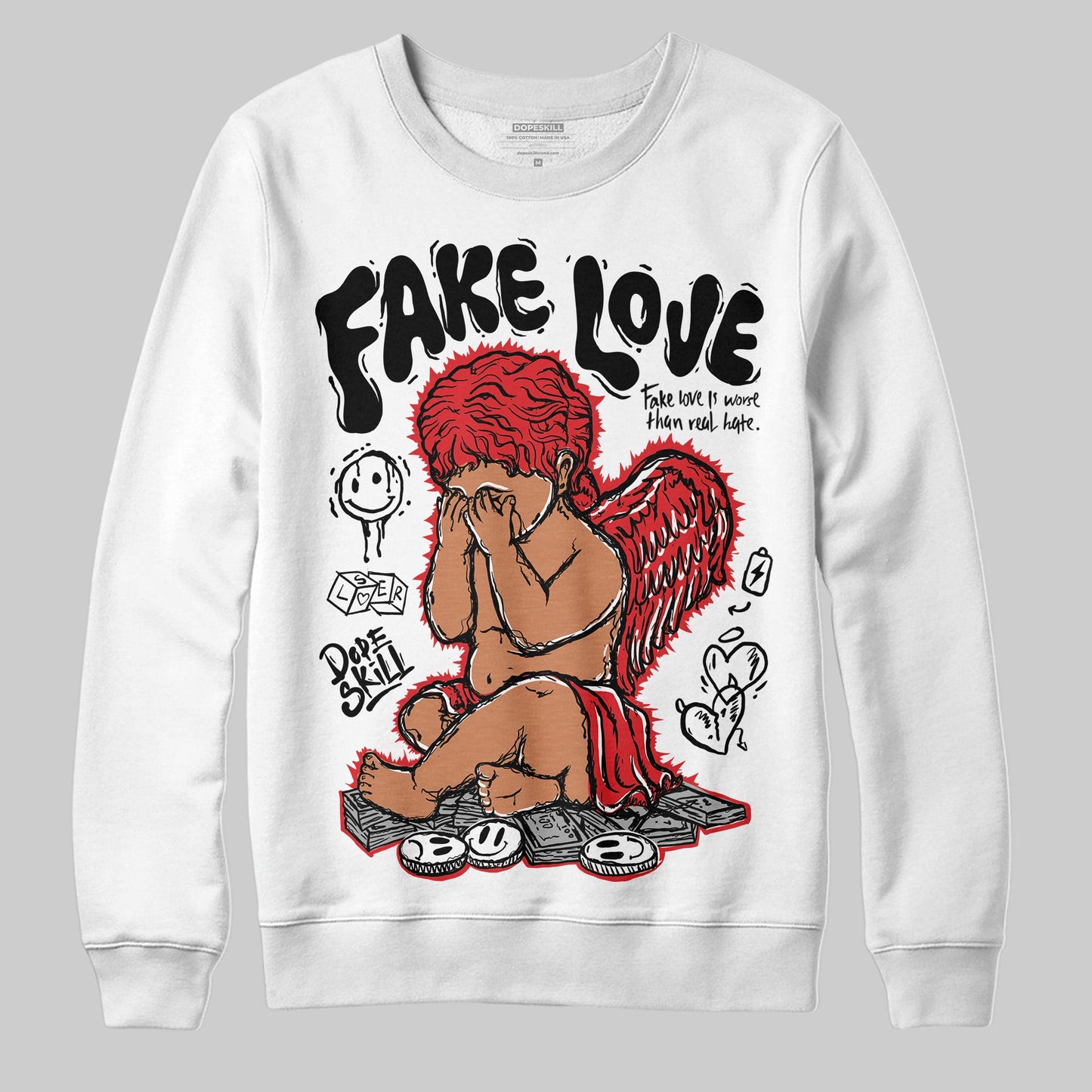 Black and White Collection DopeSkill Sweatshirt False Love Graphic