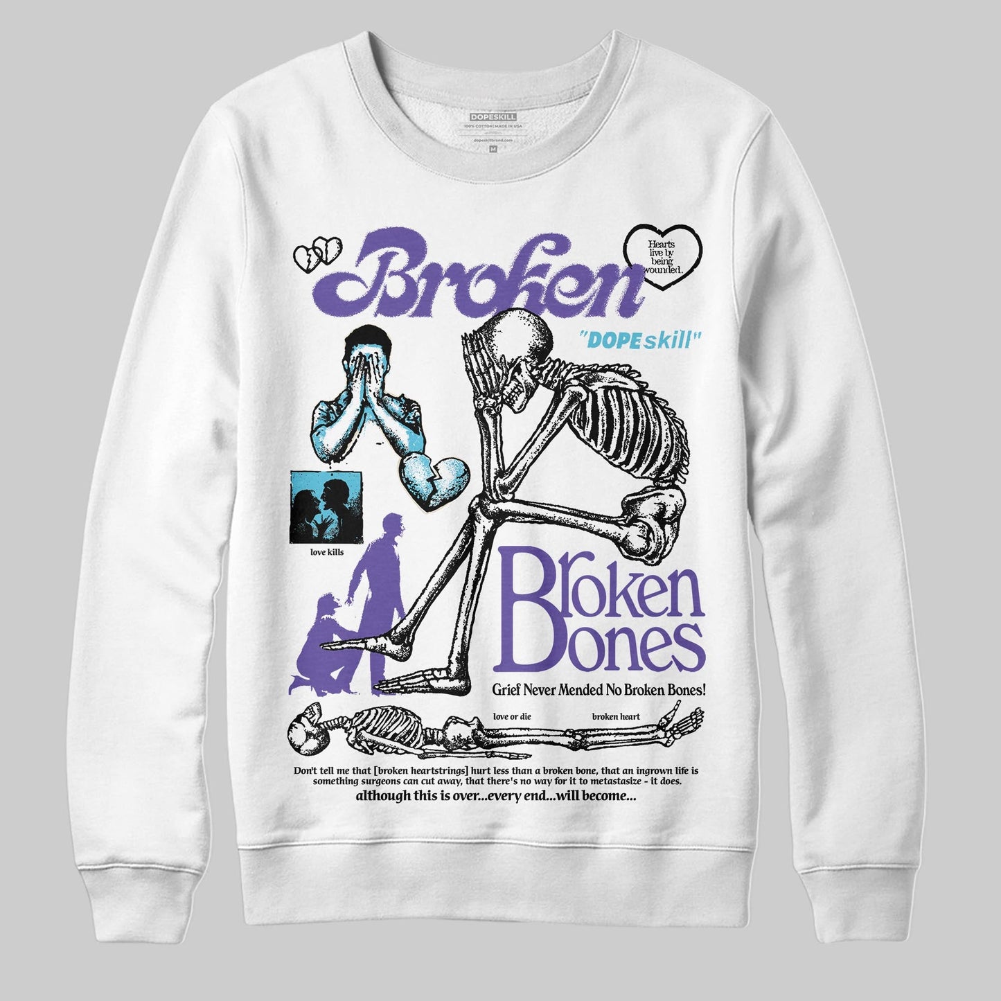 Aqua 8s DopeSkill Sweatshirt Broken Bones Graphic