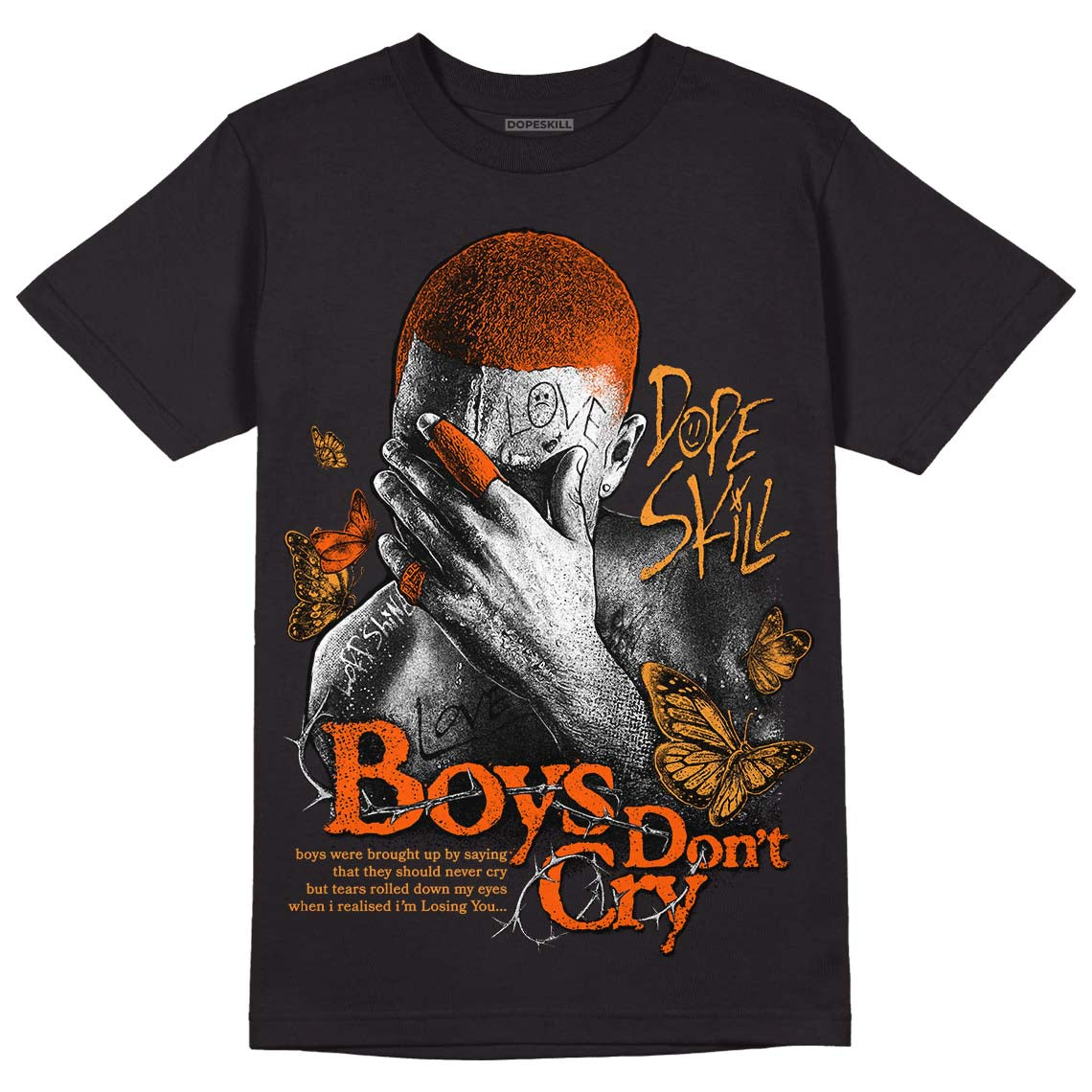 Brilliant Orange 12s DopeSkill T-Shirt Boys Don't Cry Graphic