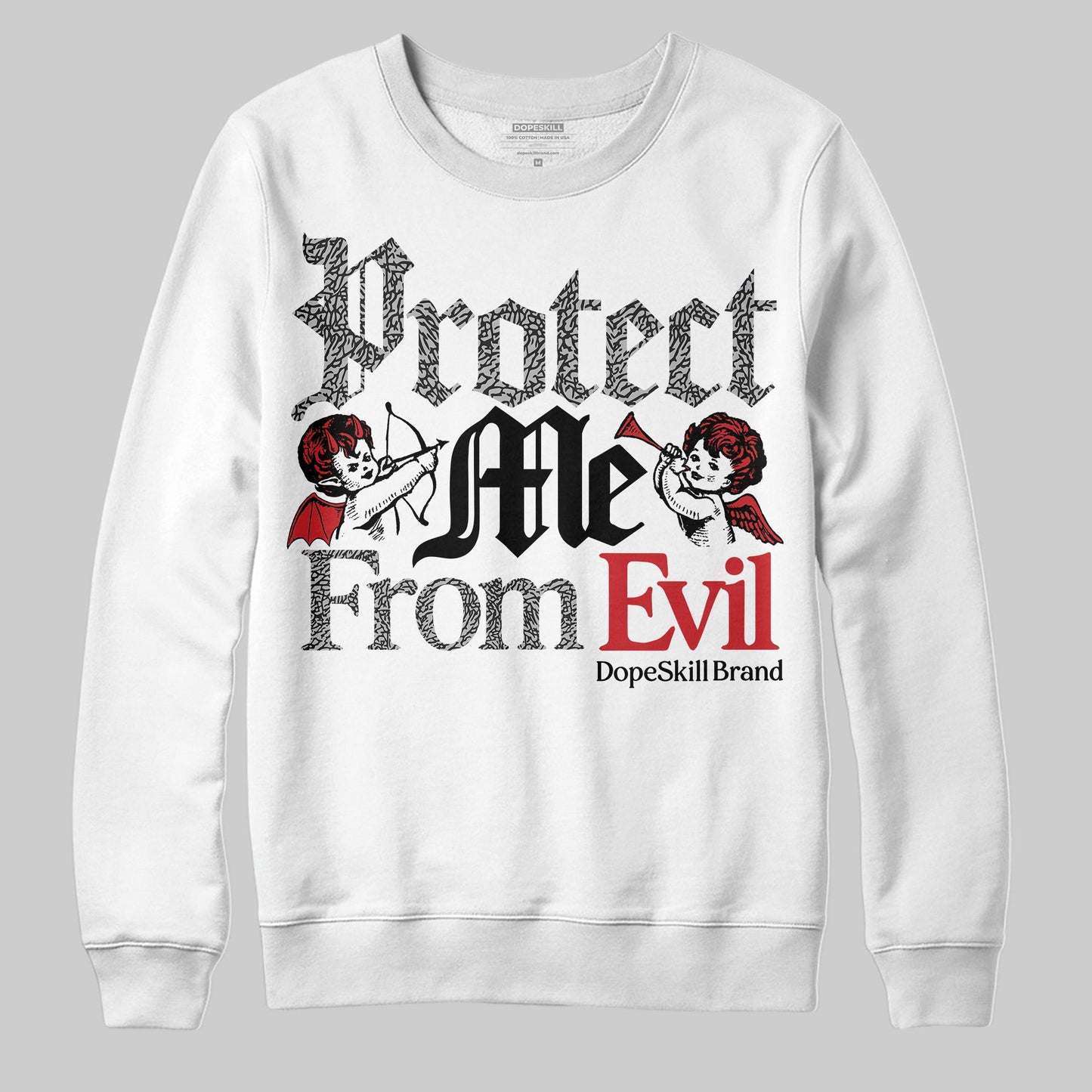 Black Cement 3s DopeSkill Sweatshirt Protect Me From Evil Graphic