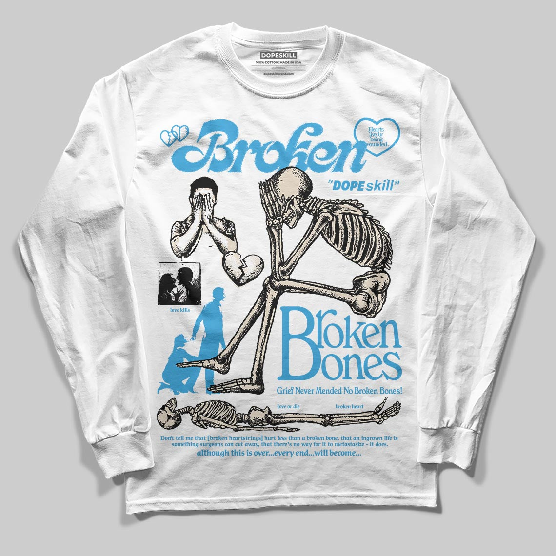 UNC Reimagined 1s DopeSkill Long Sleeve T-Shirt Broken Bones Graphic