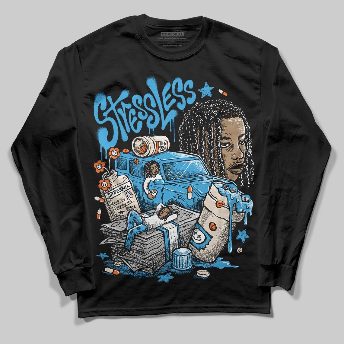 UNC Reimagined 1s DopeSkill Long Sleeve T-Shirt Stressless Graphic