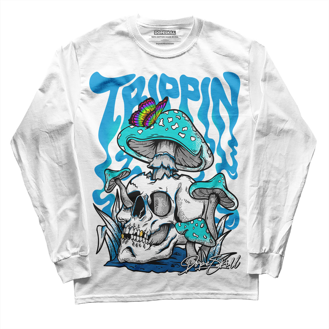 Military Blue 4s DopeSkill Long Sleeve T-Shirt Trippin Graphic