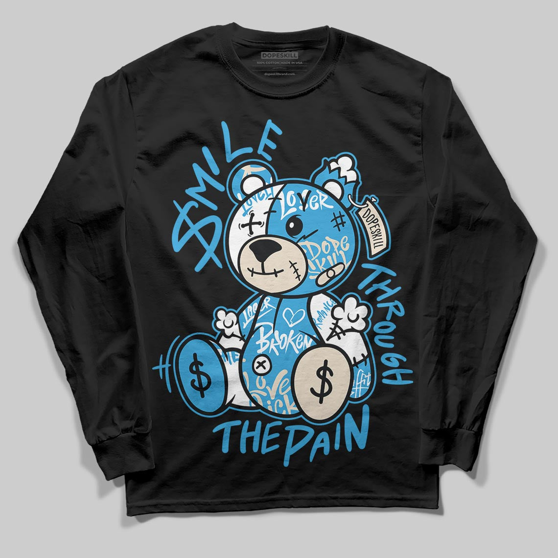 UNC Reimagined 1s DopeSkill Long Sleeve T-Shirt Smile Through The Pain Graphic