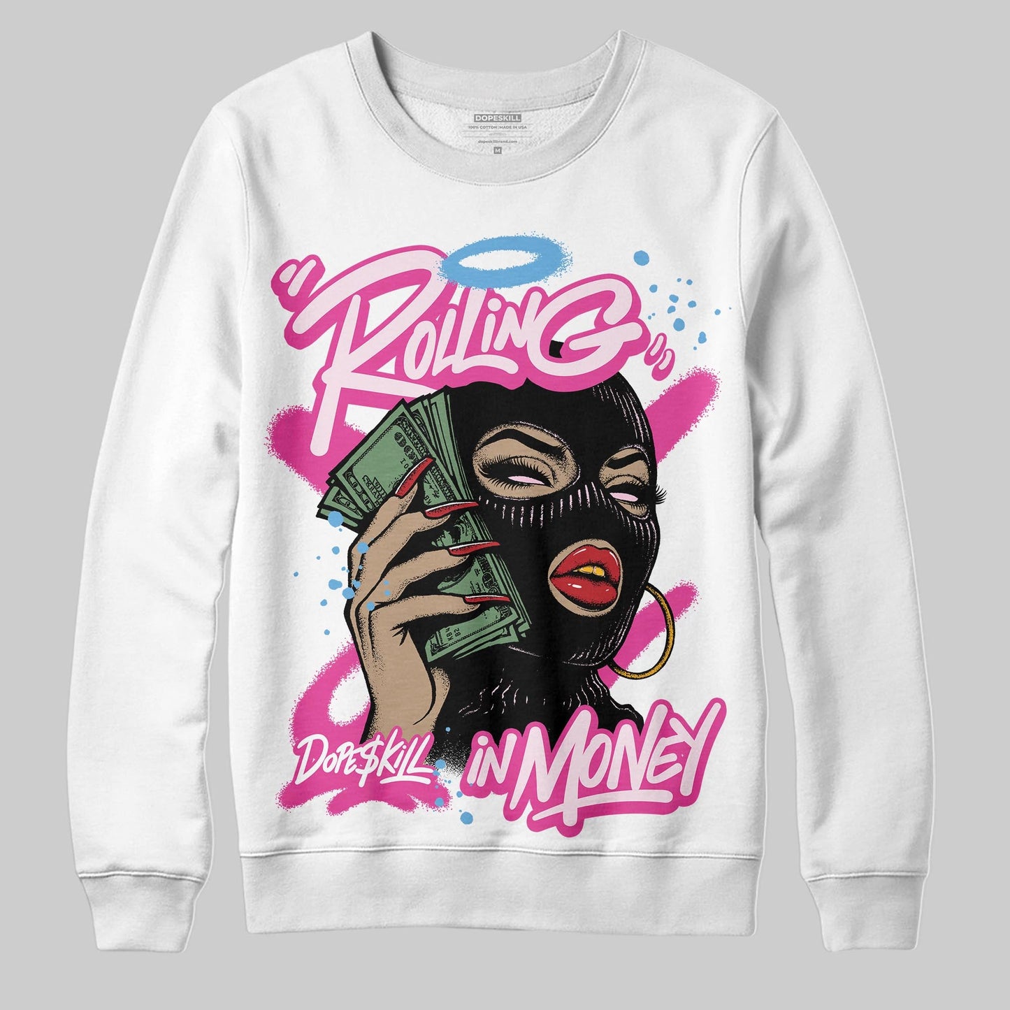 Pink Collection DopeSkill Sweatshirt Rolling in Money Graphic