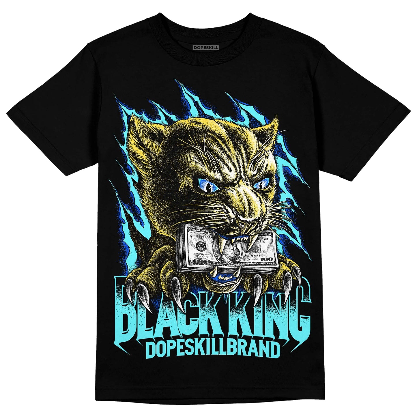 Aqua 5s DopeSkill T-Shirt Black King Graphic