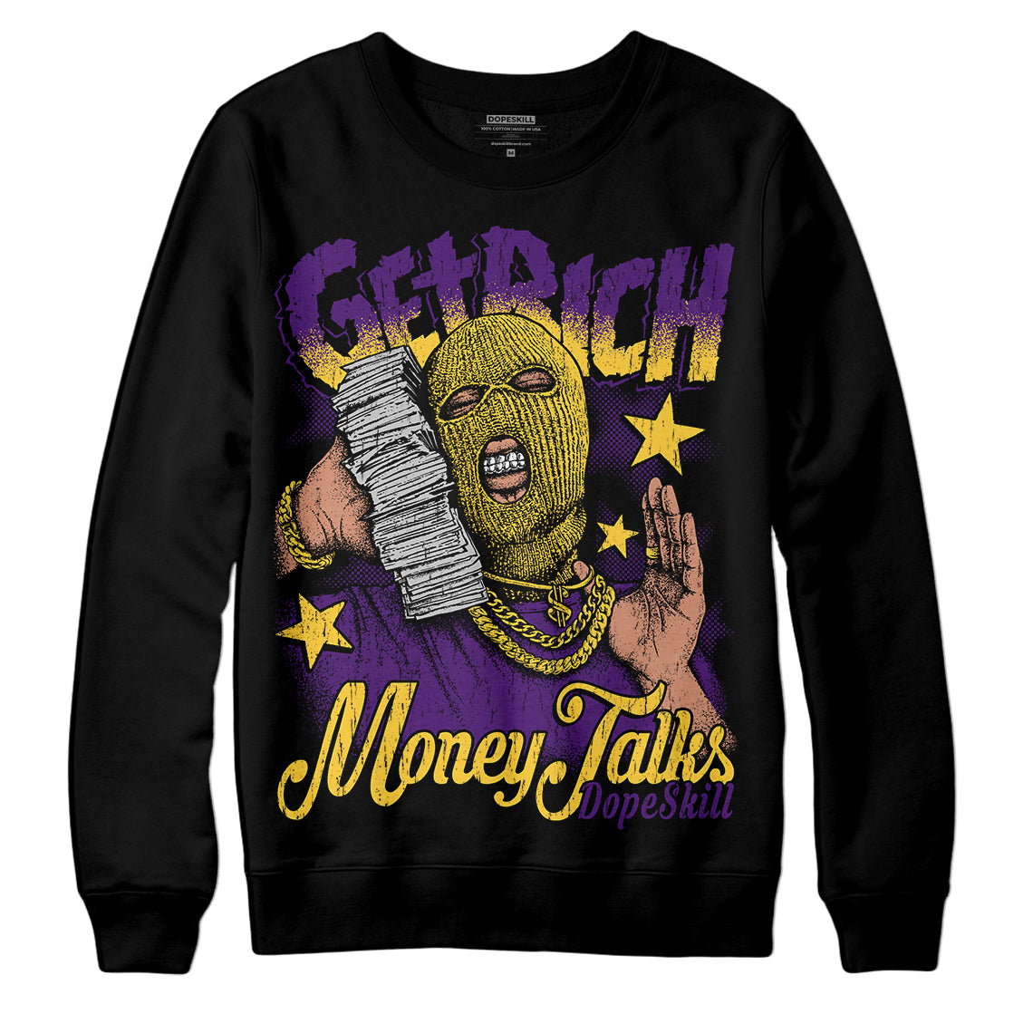 Field Purple 12s DopeSkill Sweatshirt Get Rich Graphic