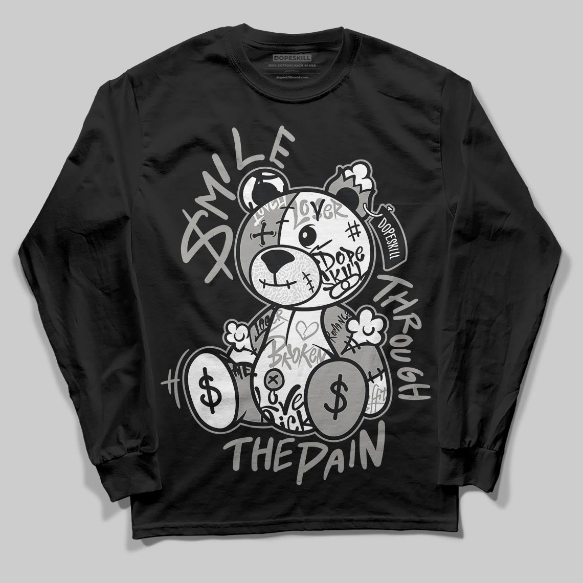 Pure Money 3s DopeSkill Long Sleeve T-Shirt Smile Through The Pain Graphic