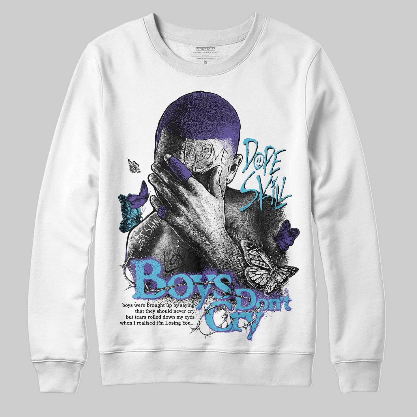 Aqua 8s DopeSkill Sweatshirt Boys Don't Cry Graphic
