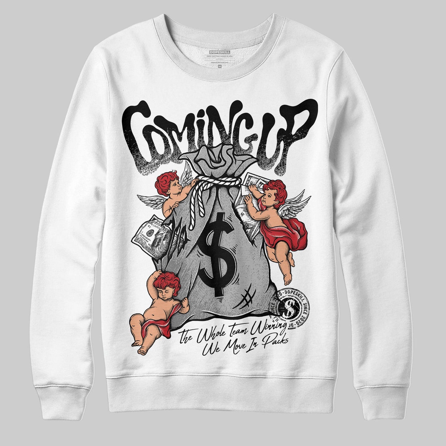 Bred Velvet 11s DopeSkill Sweatshirt Money Bag Coming Up Graphic