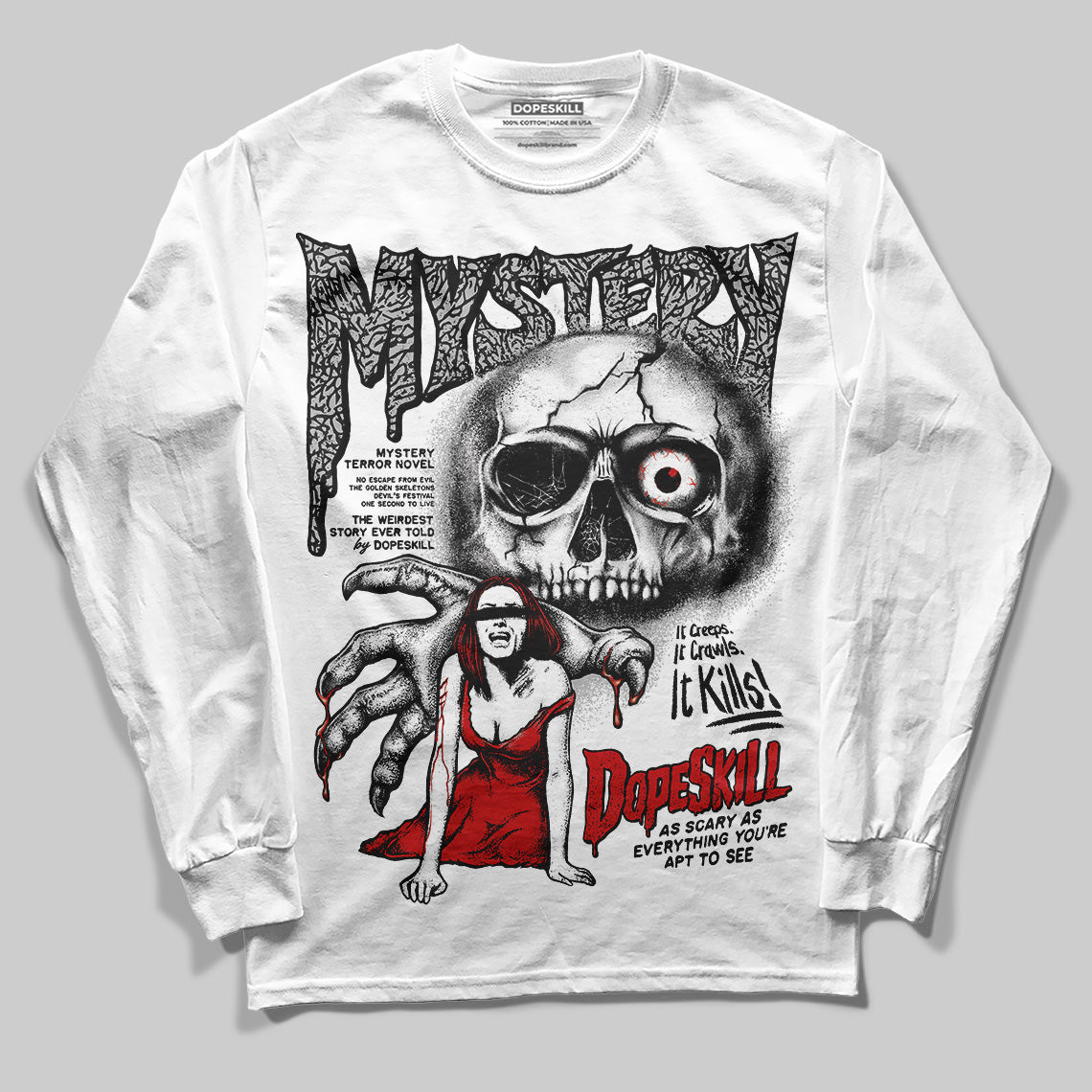 Black Cement 3s DopeSkill Long Sleeve T-Shirt Mystery Ghostly Grasp Graphic