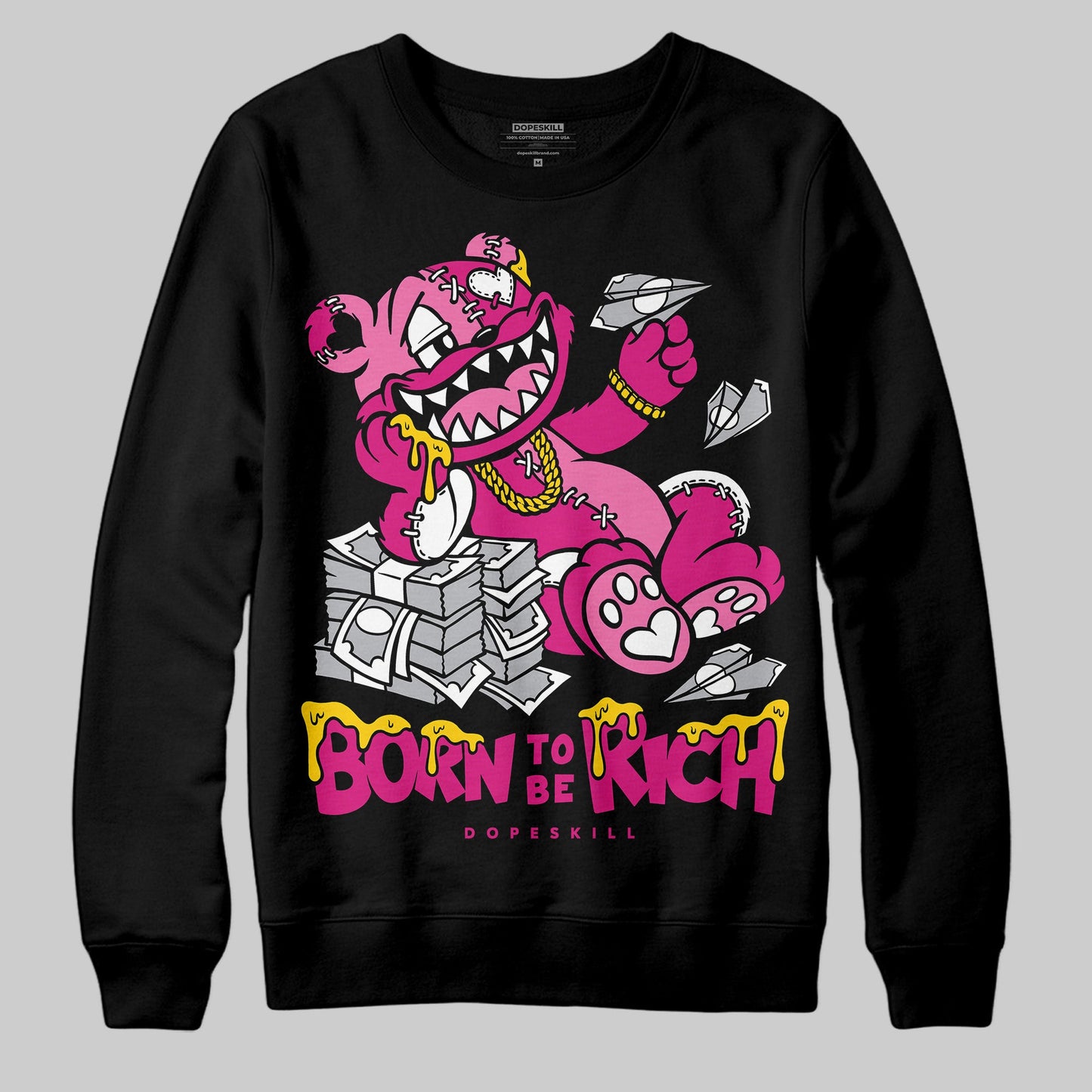 Rick RO Pink Leather Sneakers DopeSkill Sweatshirt Born To Be Rich Graphic