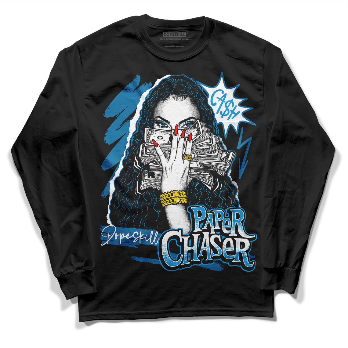 Military Blue 4s DopeSkill Long Sleeve T-Shirt NPC Graphic