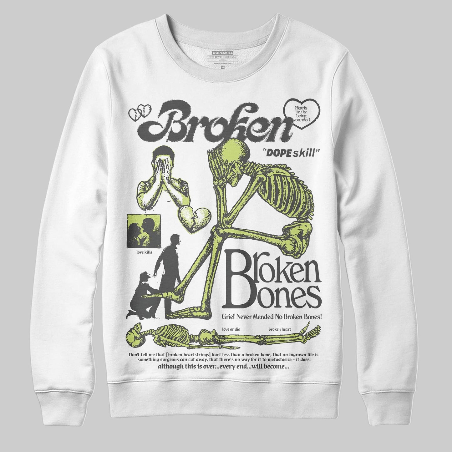 Light Lemon Twist 4s DopeSkill Sweatshirt Broken Bones Graphic