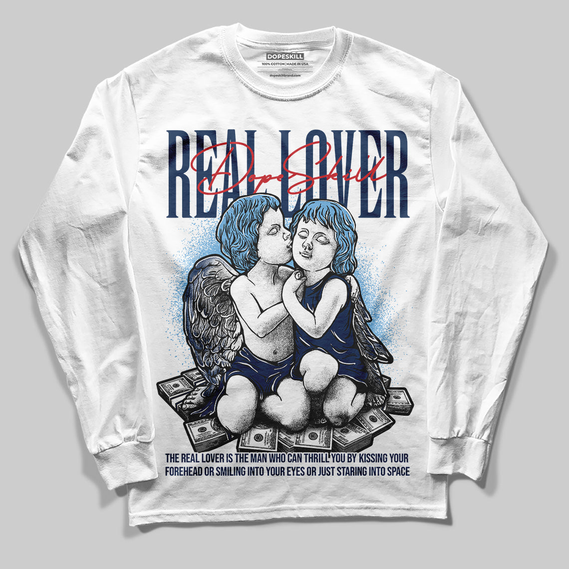 Summit White Navy 4s DopeSkill Long Sleeve T-Shirt Real Lover Graphic