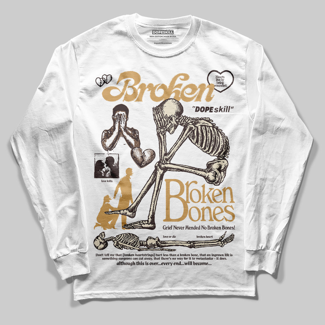Earth 5s DopeSkill Long Sleeve T-Shirt Broken Bones Graphic