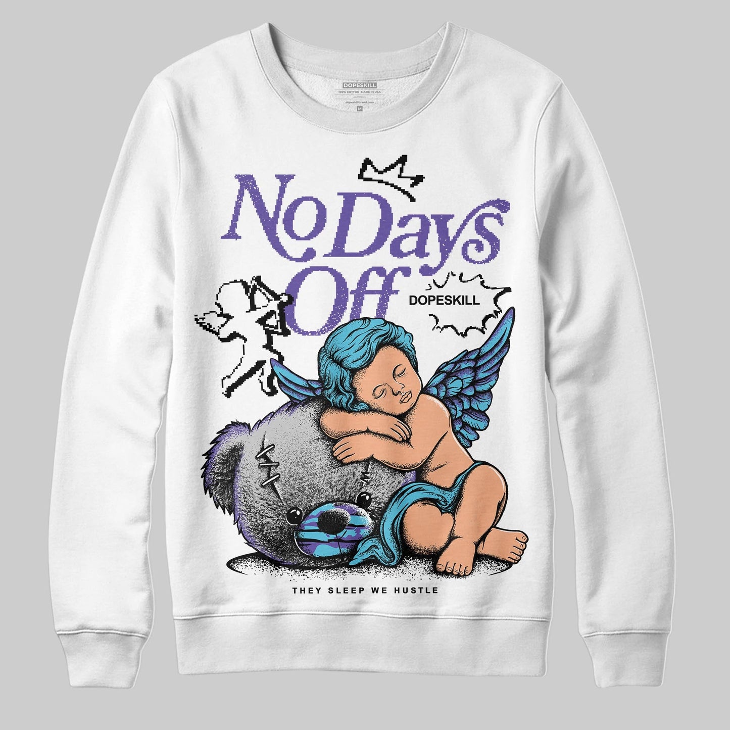 Aqua 8s DopeSkill Sweatshirt New No Days Off Graphic