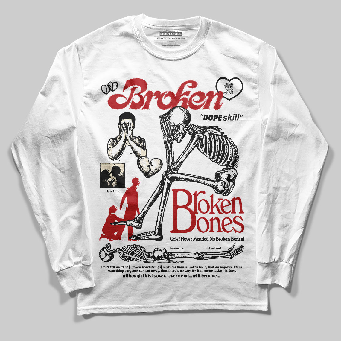 Black Toe Reimagined 1s DopeSkill Long Sleeve T-Shirt Broken Bones Graphic