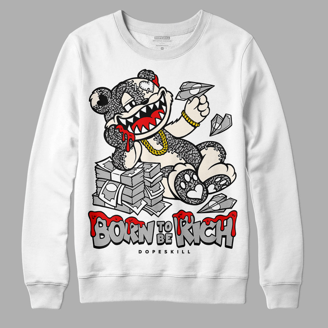 Off Noir 3s DopeSkill Sweatshirt Born To Be Rich Graphic
