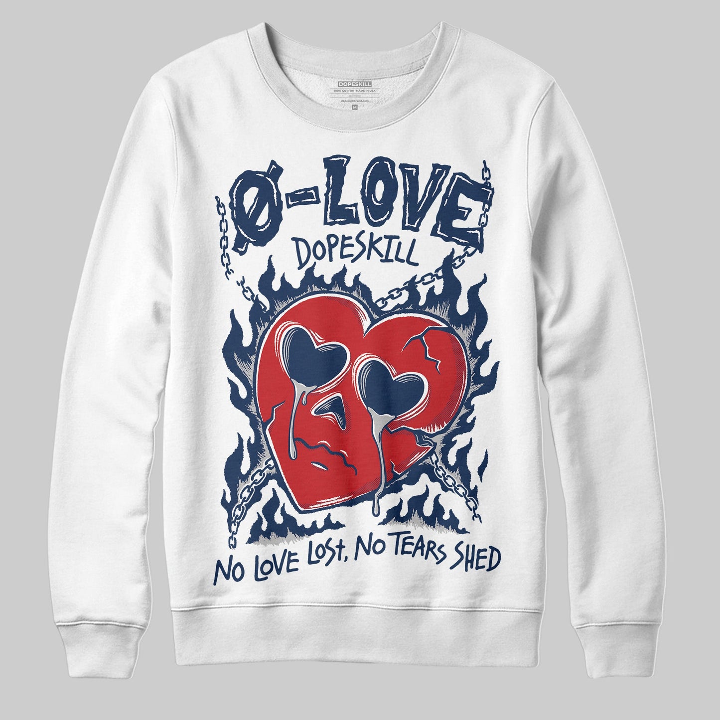 Summit White Navy 4s DopeSkill Sweatshirt Crying Heart Graphic