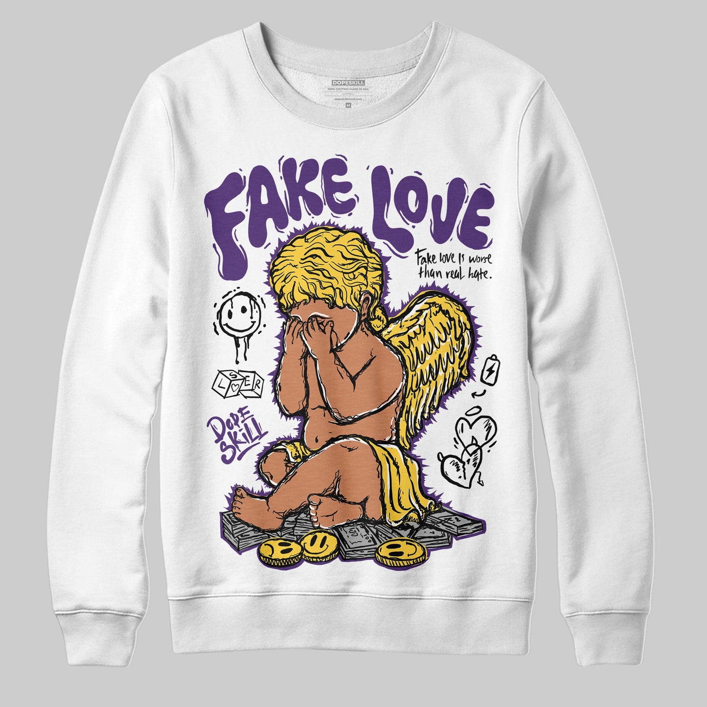 Field Purple 12s DopeSkill Sweatshirt False Love Graphic