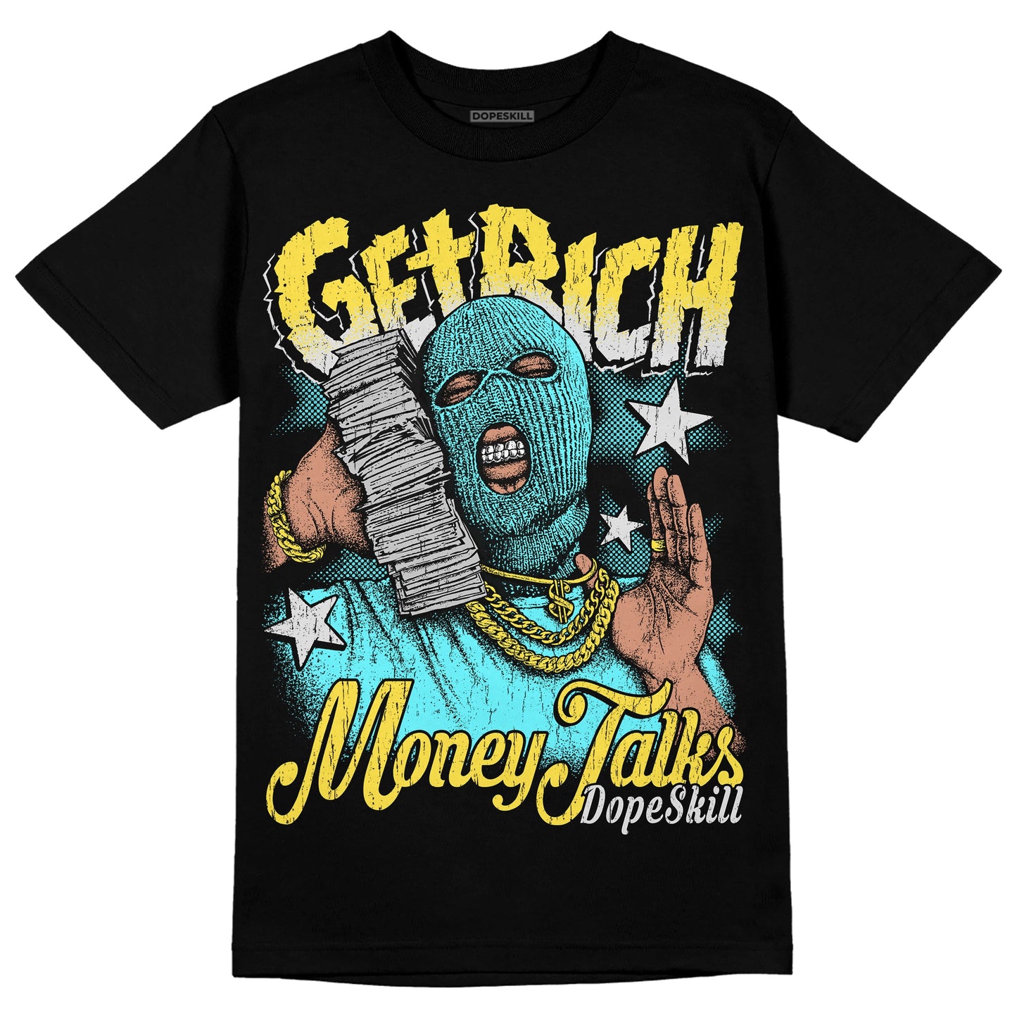 Aqua 5s DopeSkill T-Shirt Get Rich Graphic