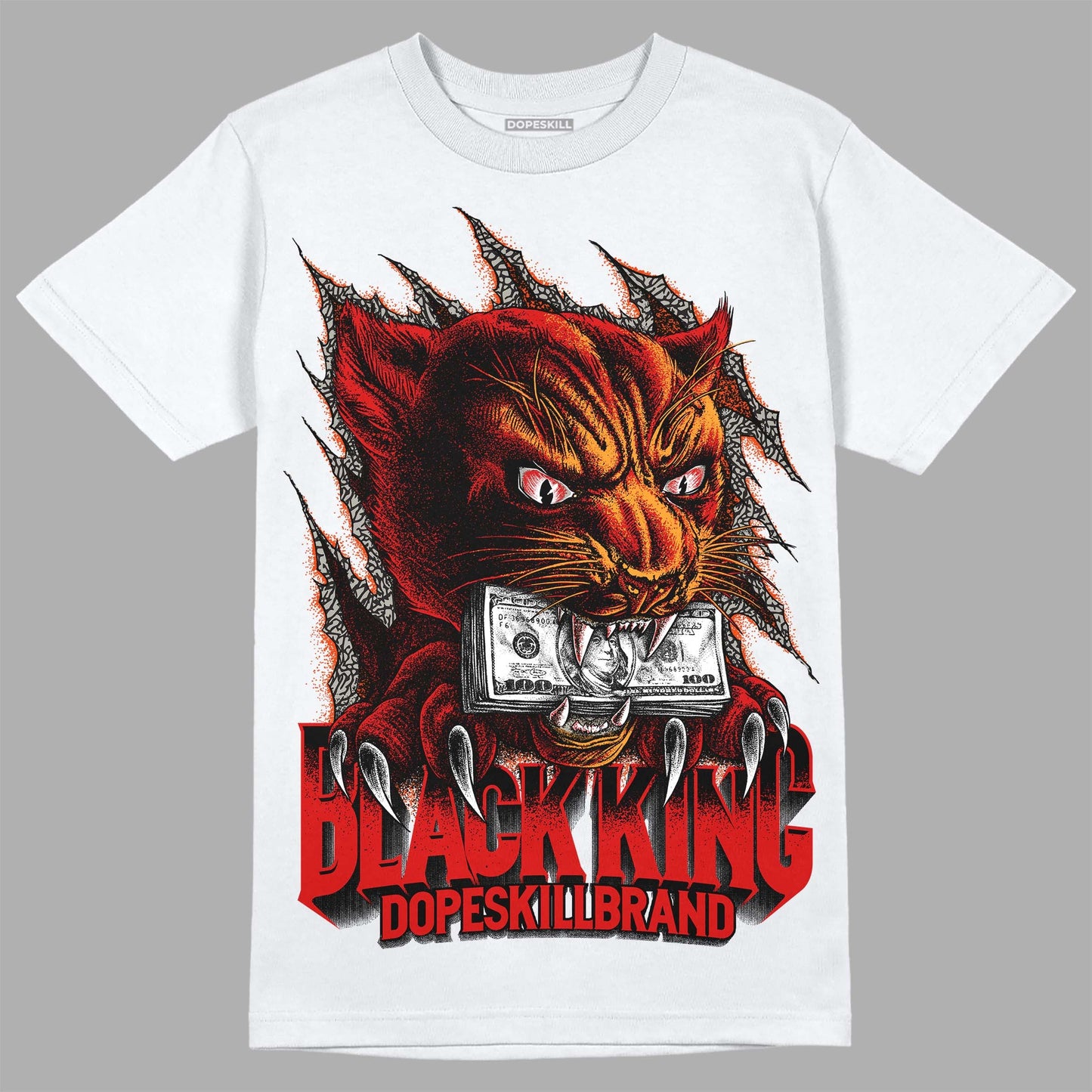 Fire Red 3s DopeSkill T-Shirt Black King Graphic